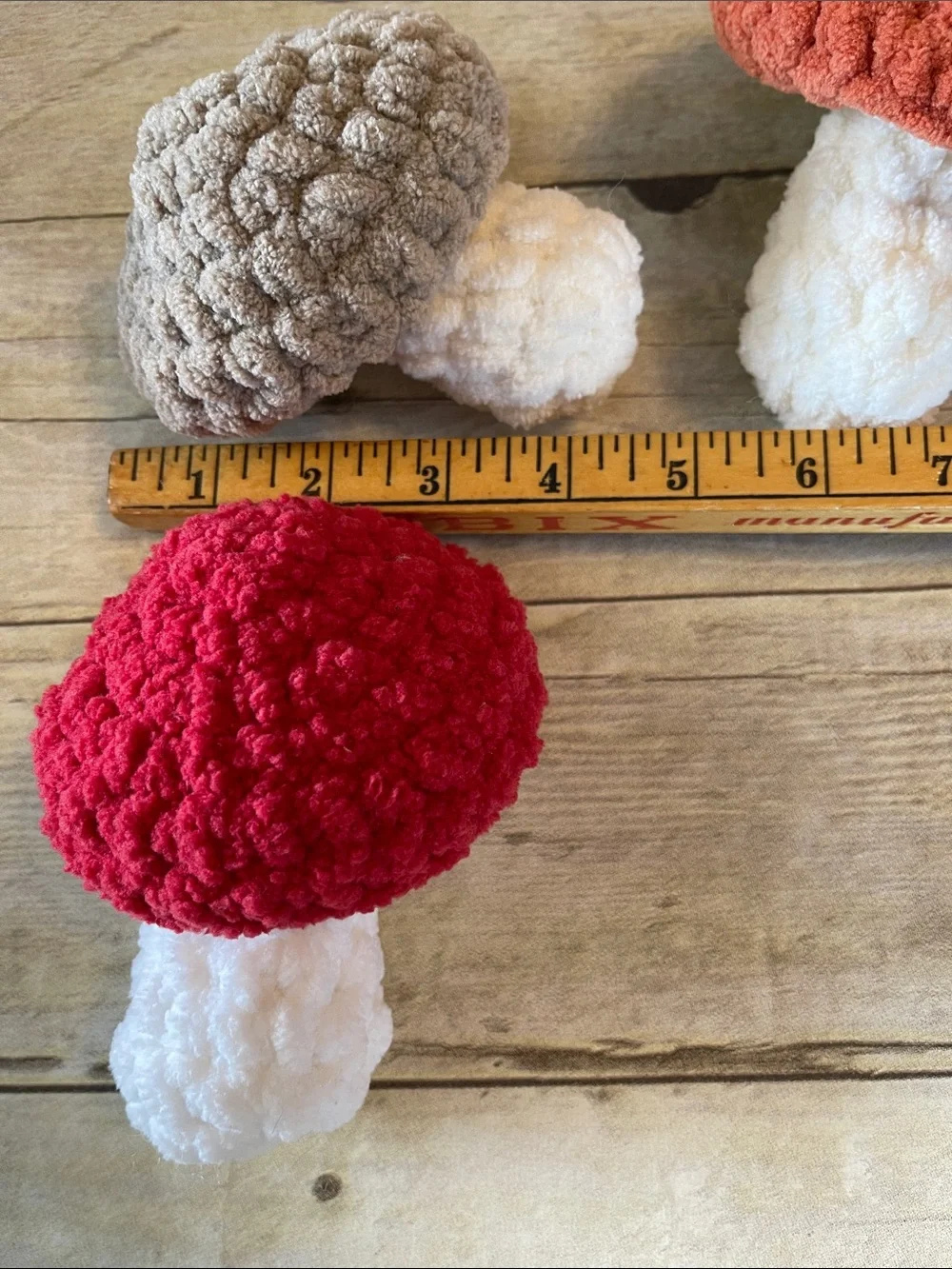 Set of Three Crochet Mushrooms Fall Decor